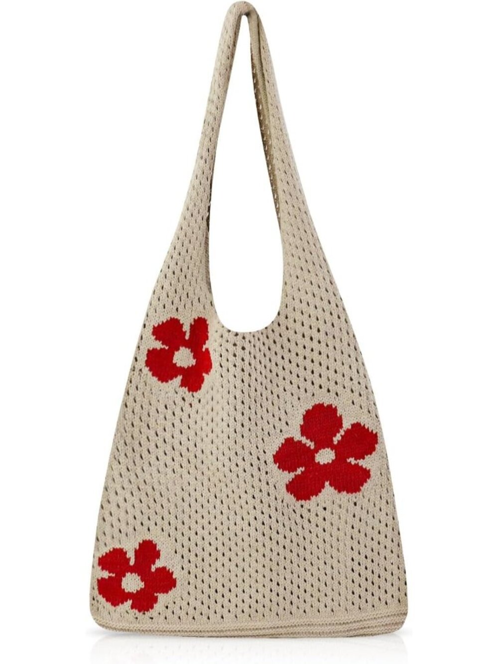 Women's Khaki Bohemian Stylish Woven Mesh Beach Bag Summer Vacation Boho Holiday